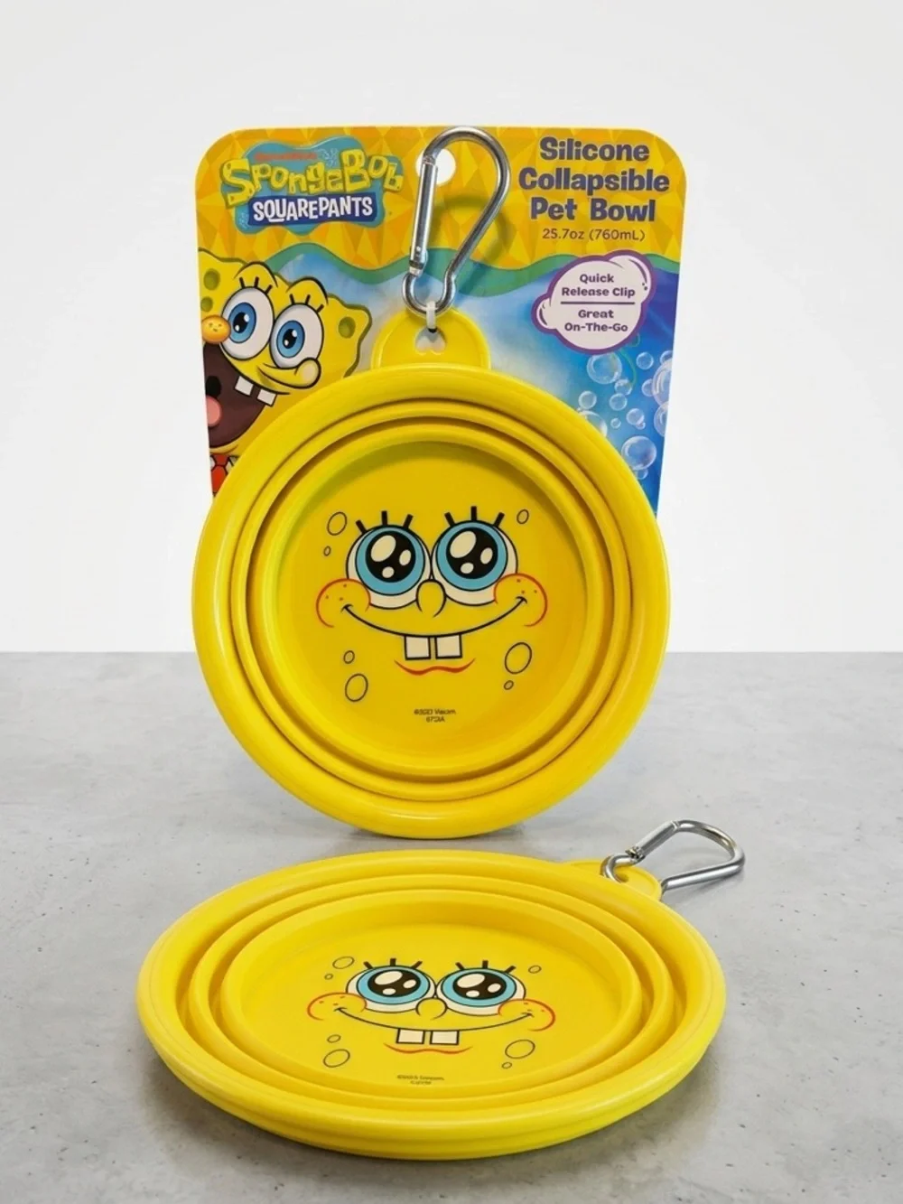 🧽✨ SpongeBob Silicone Collapsible Pet Bowl 25.7oz On-The-Go NWT